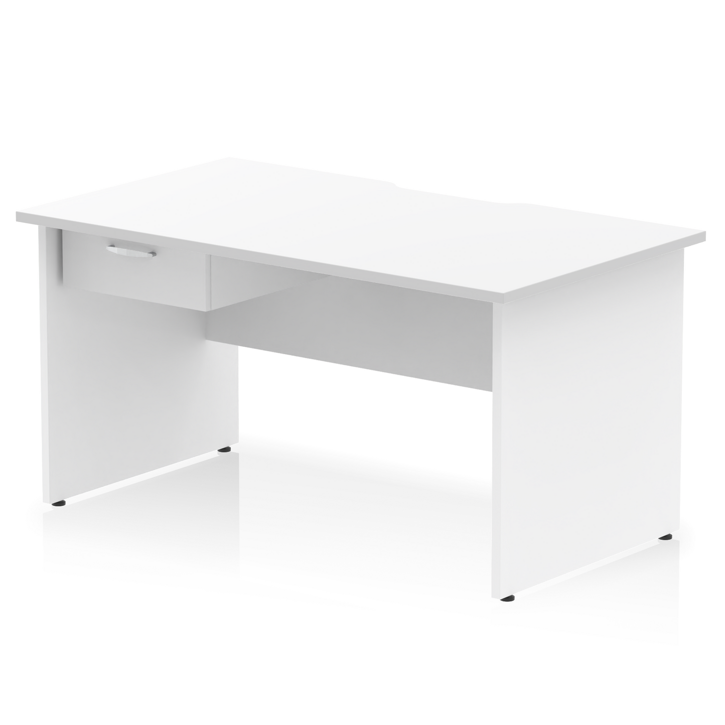 Impulse Scalloped Edge Panel End Straight Desk Frame With Single One Drawer Fixed Pedestal