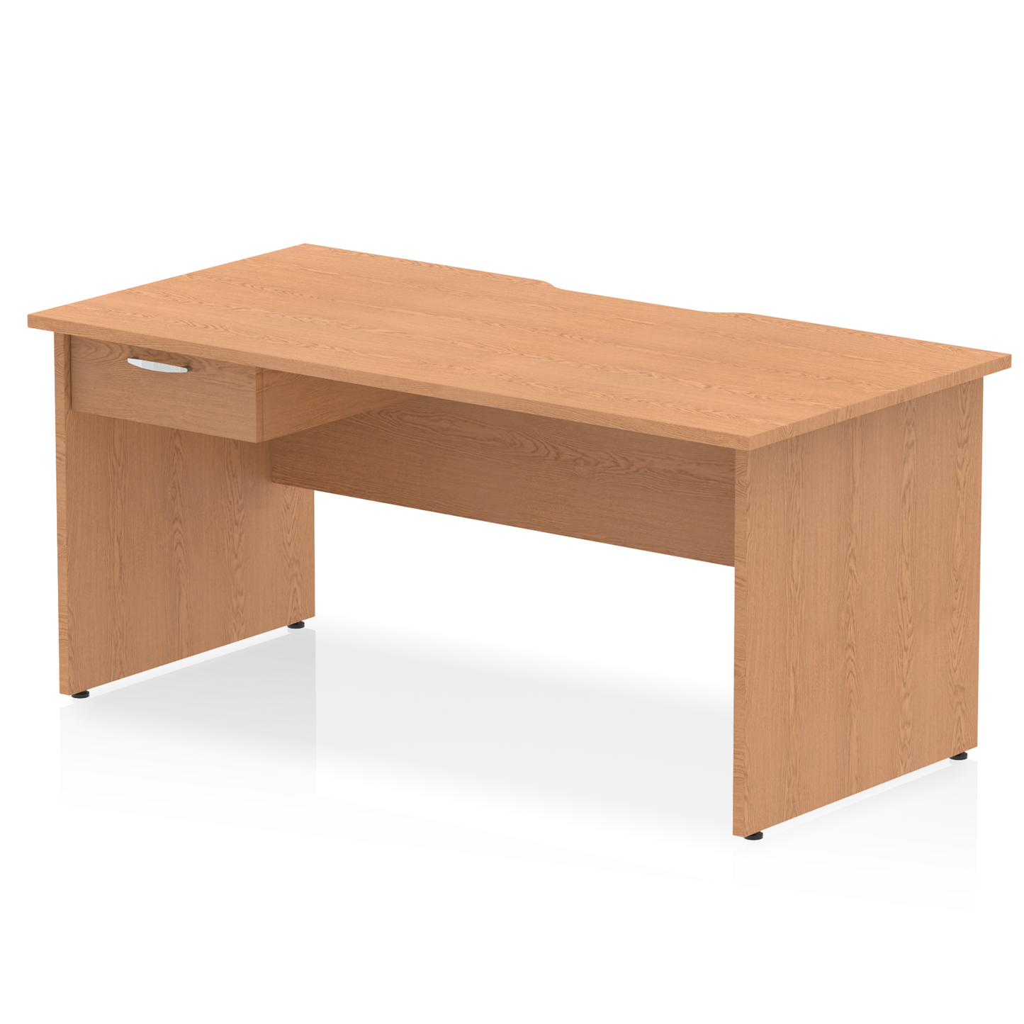 Impulse Scalloped Edge Panel End Straight Desk Frame With Single One Drawer Fixed Pedestal