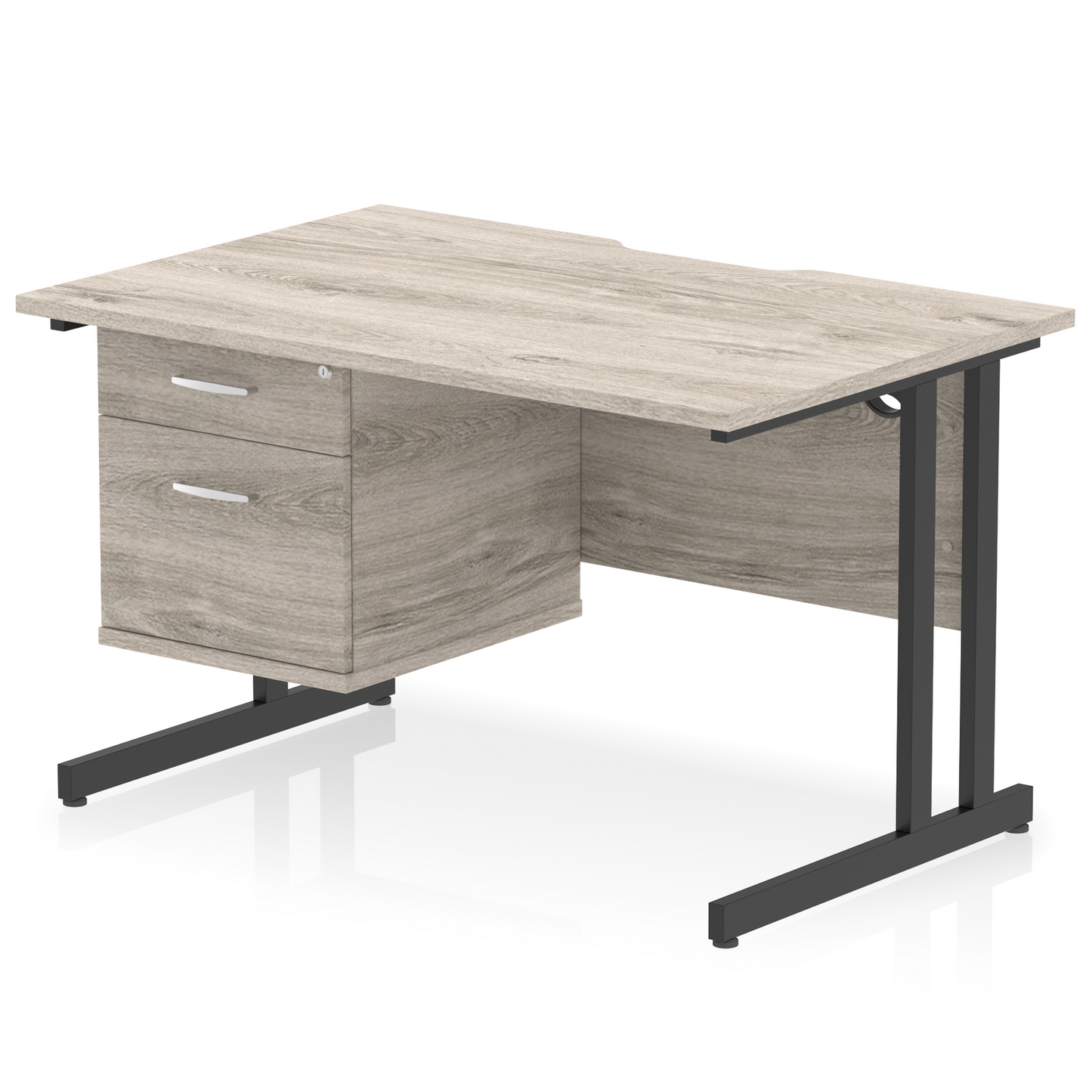 Impulse Scalloped Edge 1200mm Cantilever Straight Desk With Single Fixed Pedestal