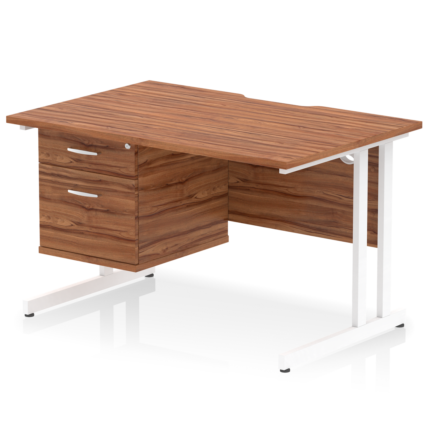 Impulse Scalloped Edge 1200mm Cantilever Straight Desk With Single Fixed Pedestal