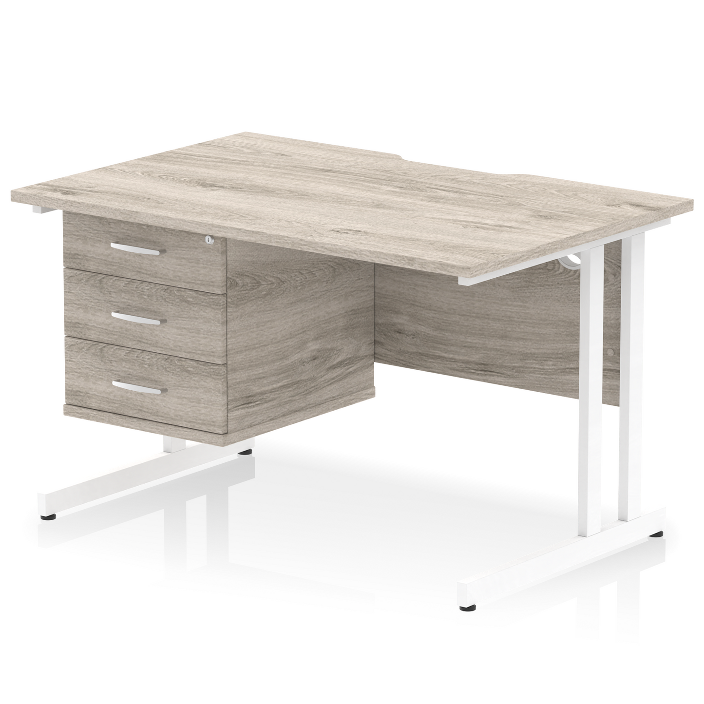 Impulse Scalloped Edge 1200mm Cantilever Straight Desk With Single Fixed Pedestal