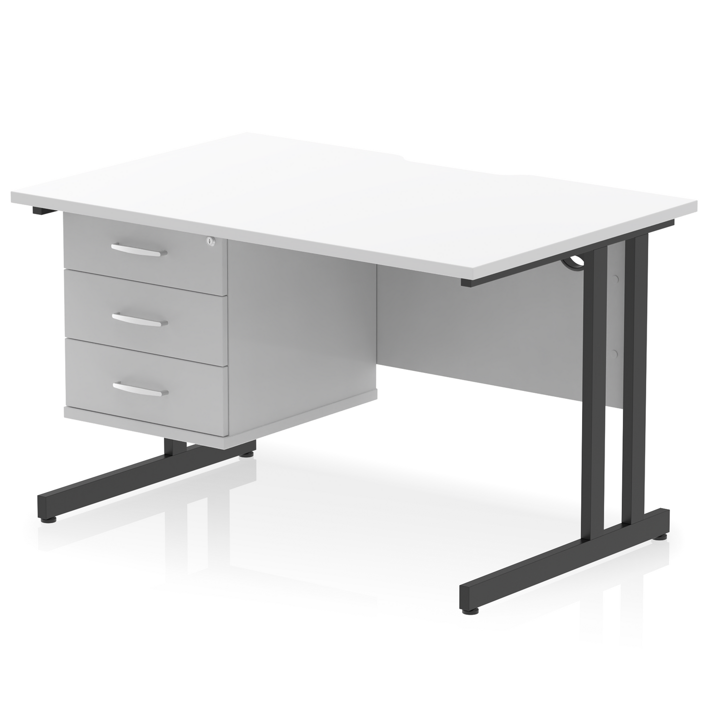 Impulse Scalloped Edge 1200mm Cantilever Straight Desk With Single Fixed Pedestal