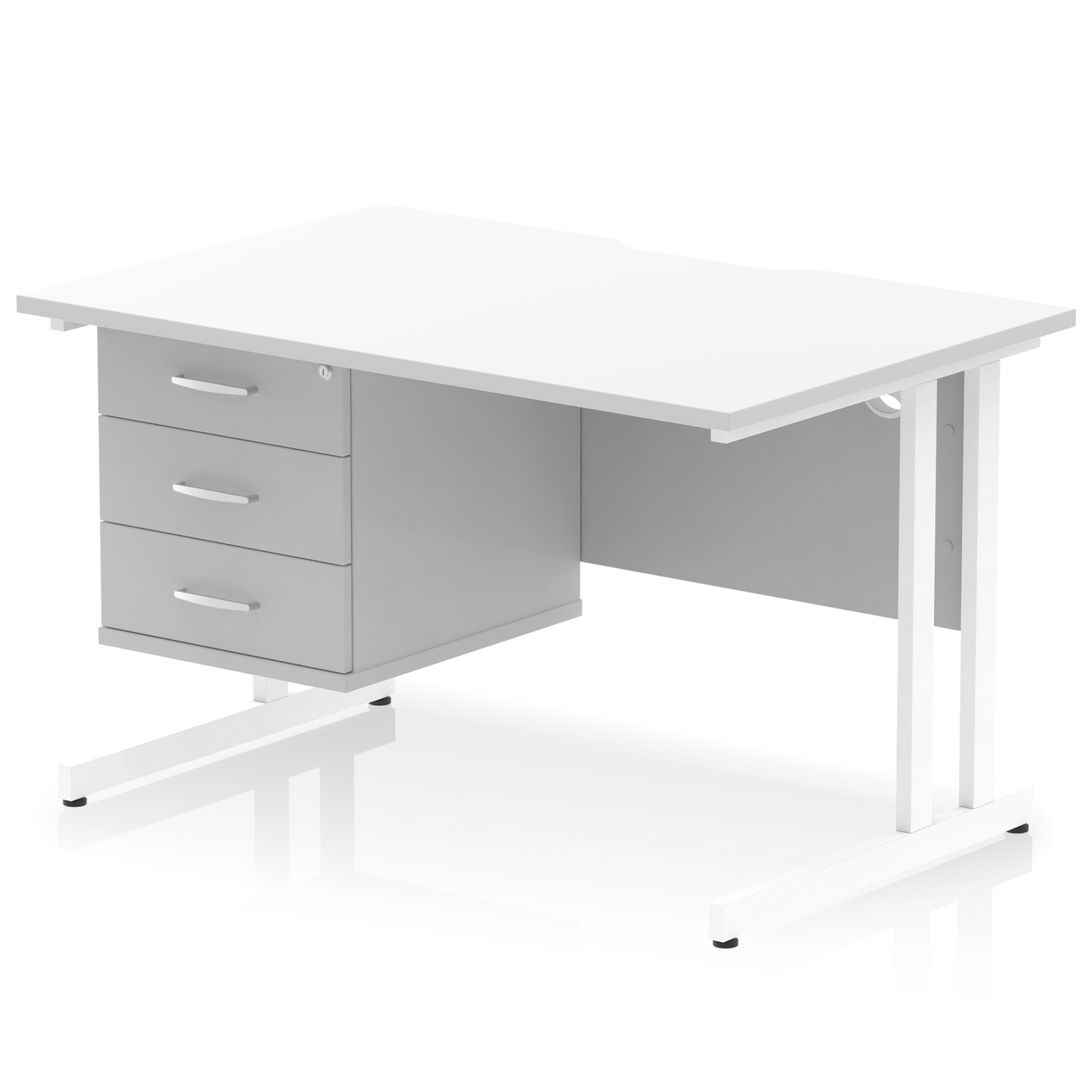 Impulse Scalloped Edge 1200mm Cantilever Straight Desk With Single Fixed Pedestal