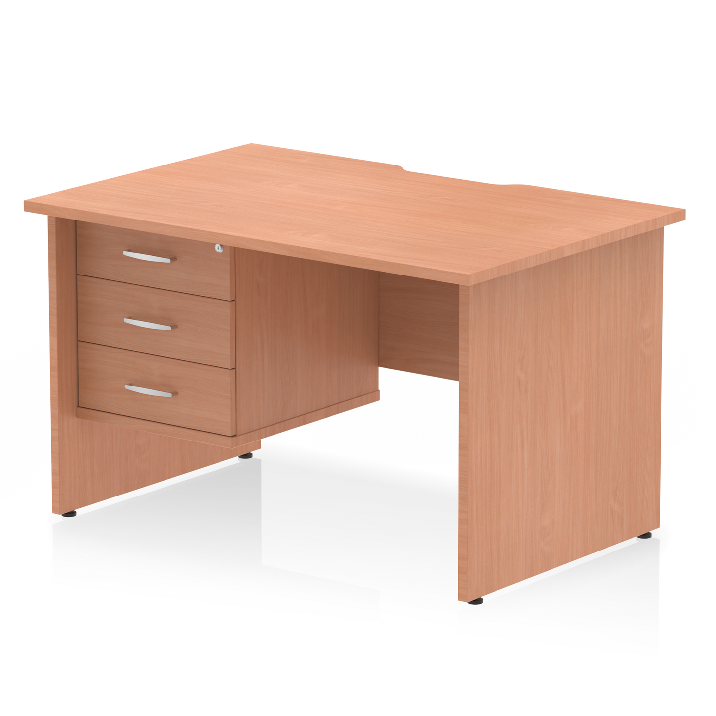 Impulse Scalloped Edge 1200mm Panel End Straight Desk With Single Fixed Pedestal