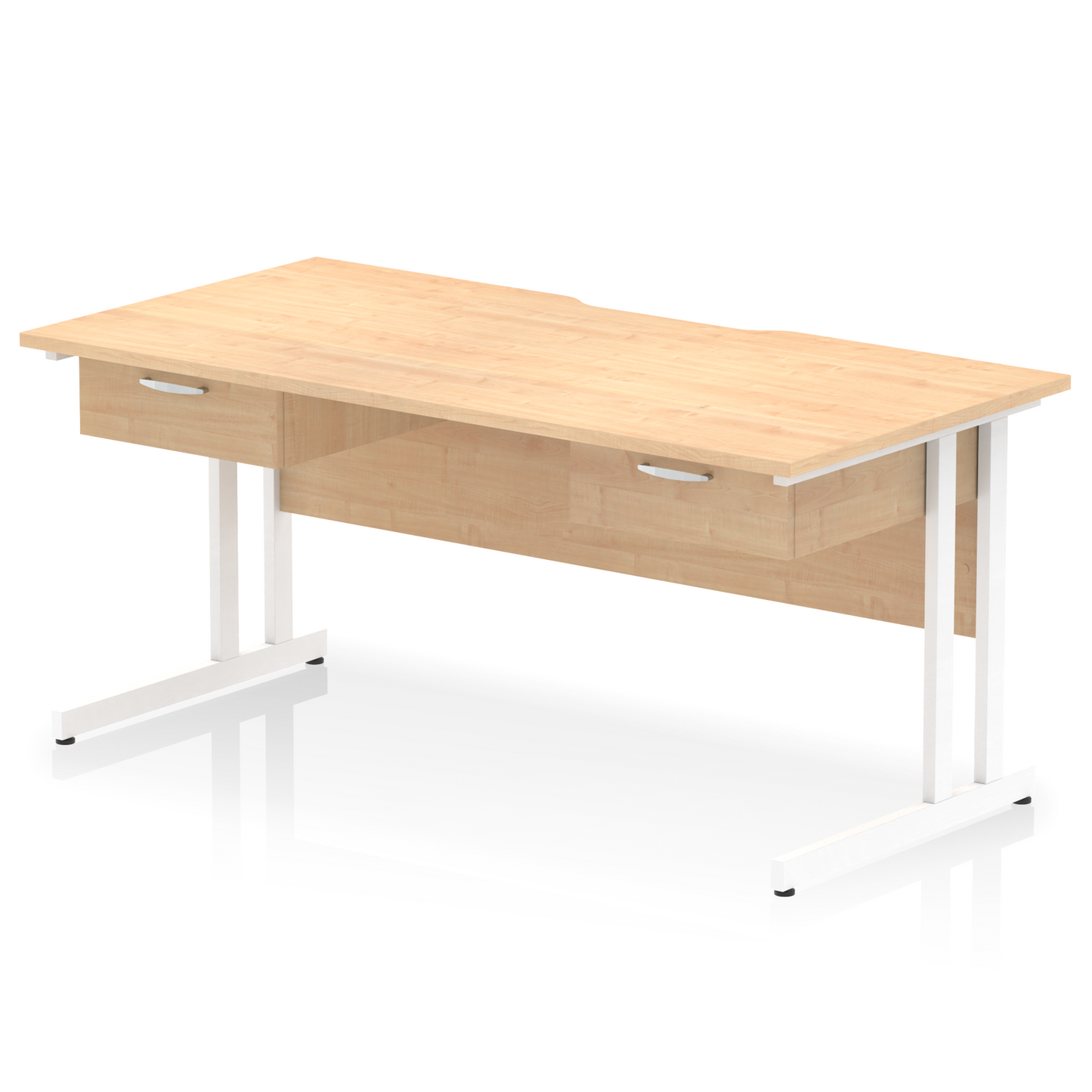 Impulse Scalloped Edge Cantilever Straight Desk With Two One Drawer Fixed Pedestals