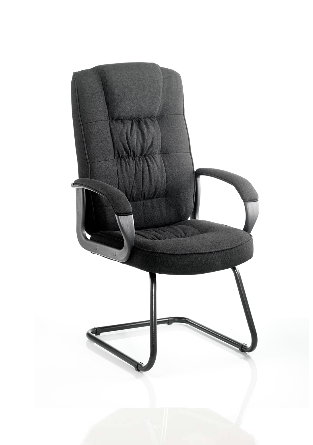 Moore Deluxe High Back Black Cantilever Visitor Chair with Arms