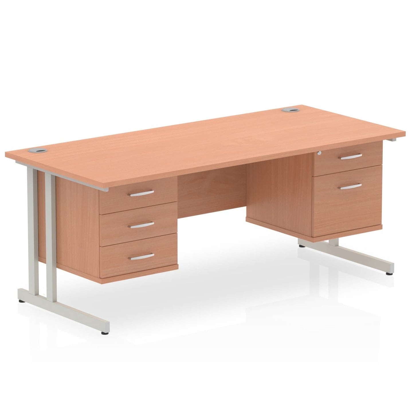 Impulse 1600mm Cantilever Straight Desk With Two Fixed Pedestal