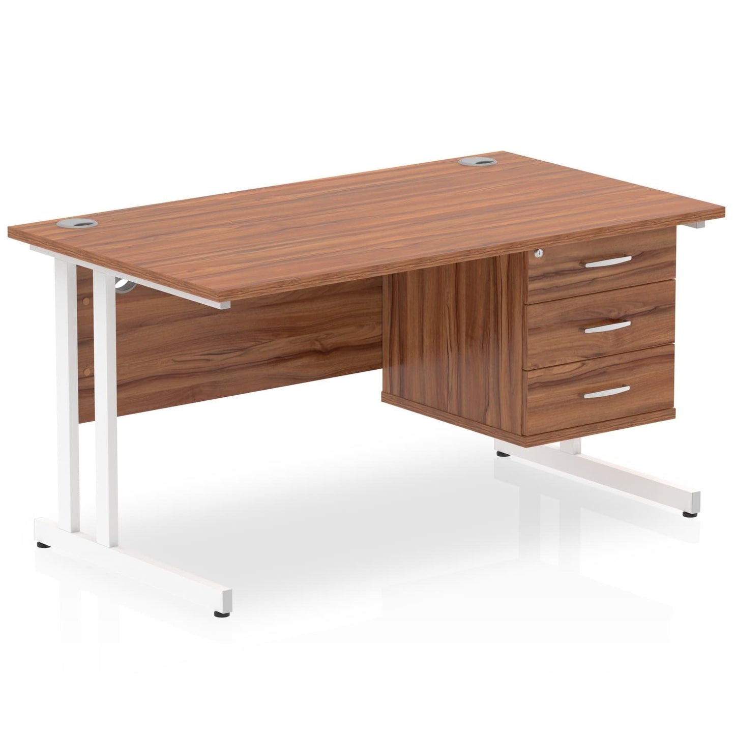 Impulse 1400mm Cantilever Straight Desk With Single Fixed Pedestal