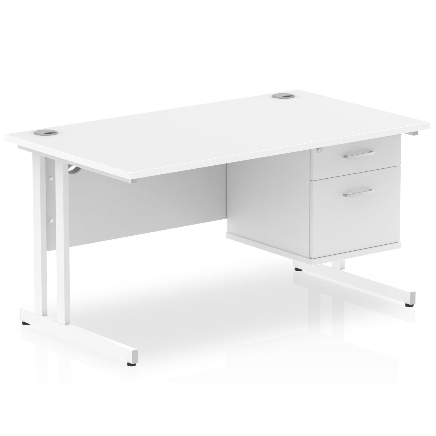 Impulse 1400mm Cantilever Straight Desk With Single Fixed Pedestal