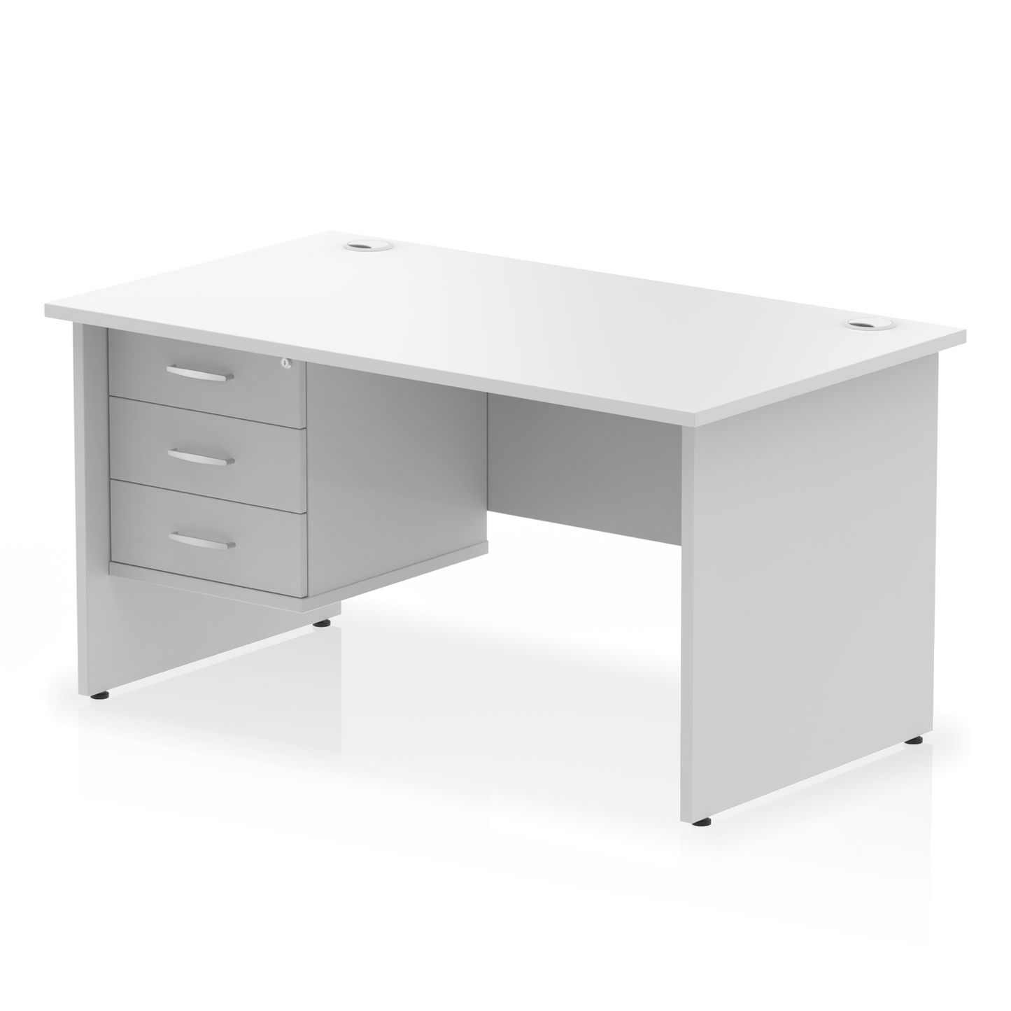 Impulse 1400mm Panel End Straight Desk With Single Fixed Pedestal