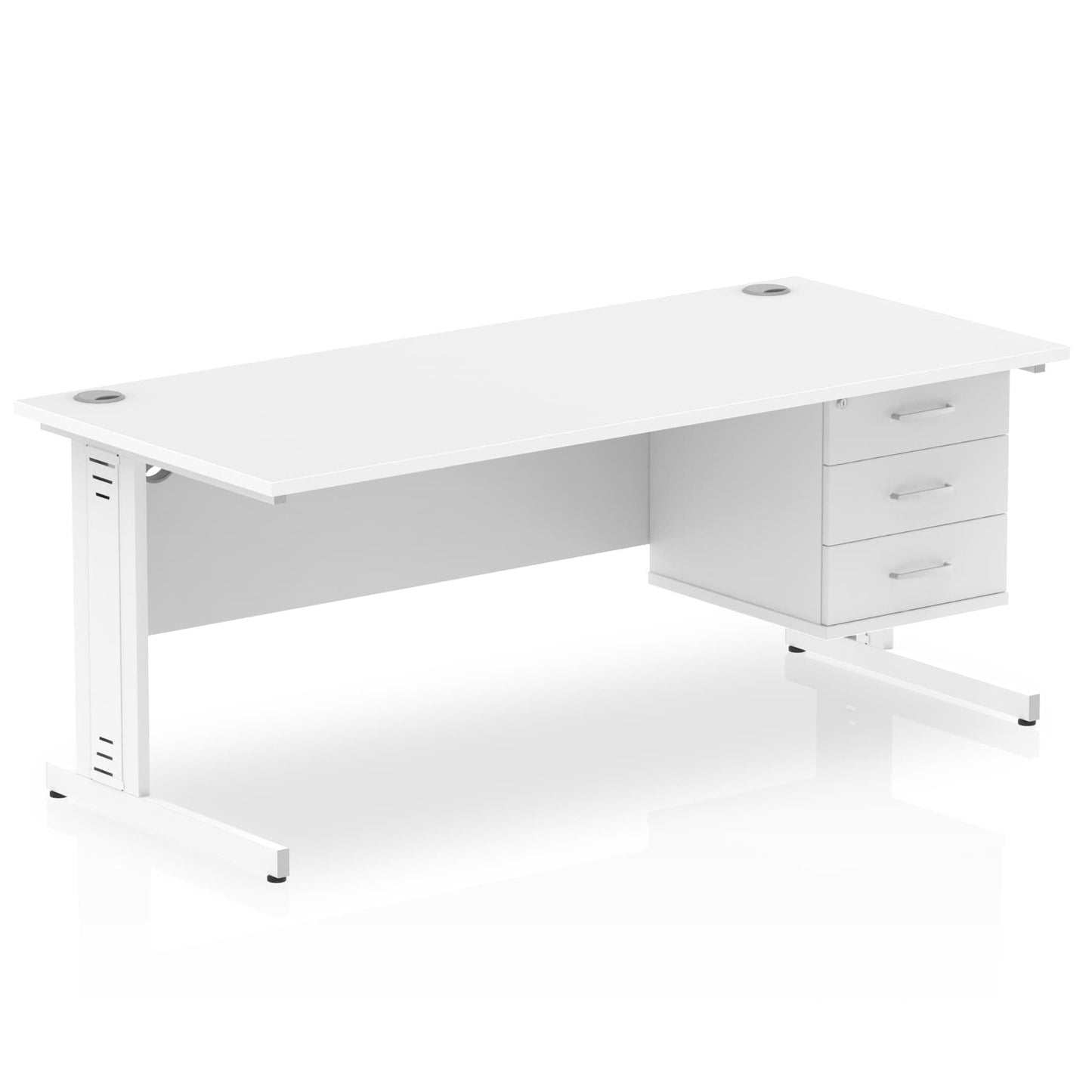 Impulse 1800mm Cable Managed Straight Desk With Single Fixed Pedestal