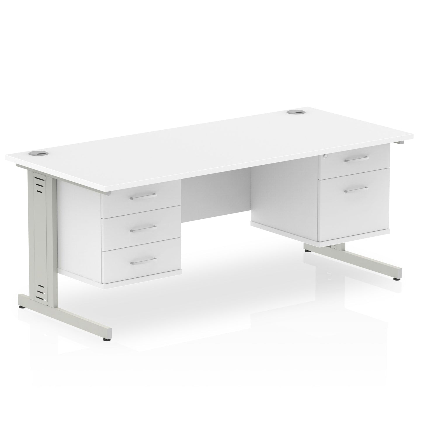 Impulse 1600mm Cable Managed Straight Desk With Two Fixed Pedestal