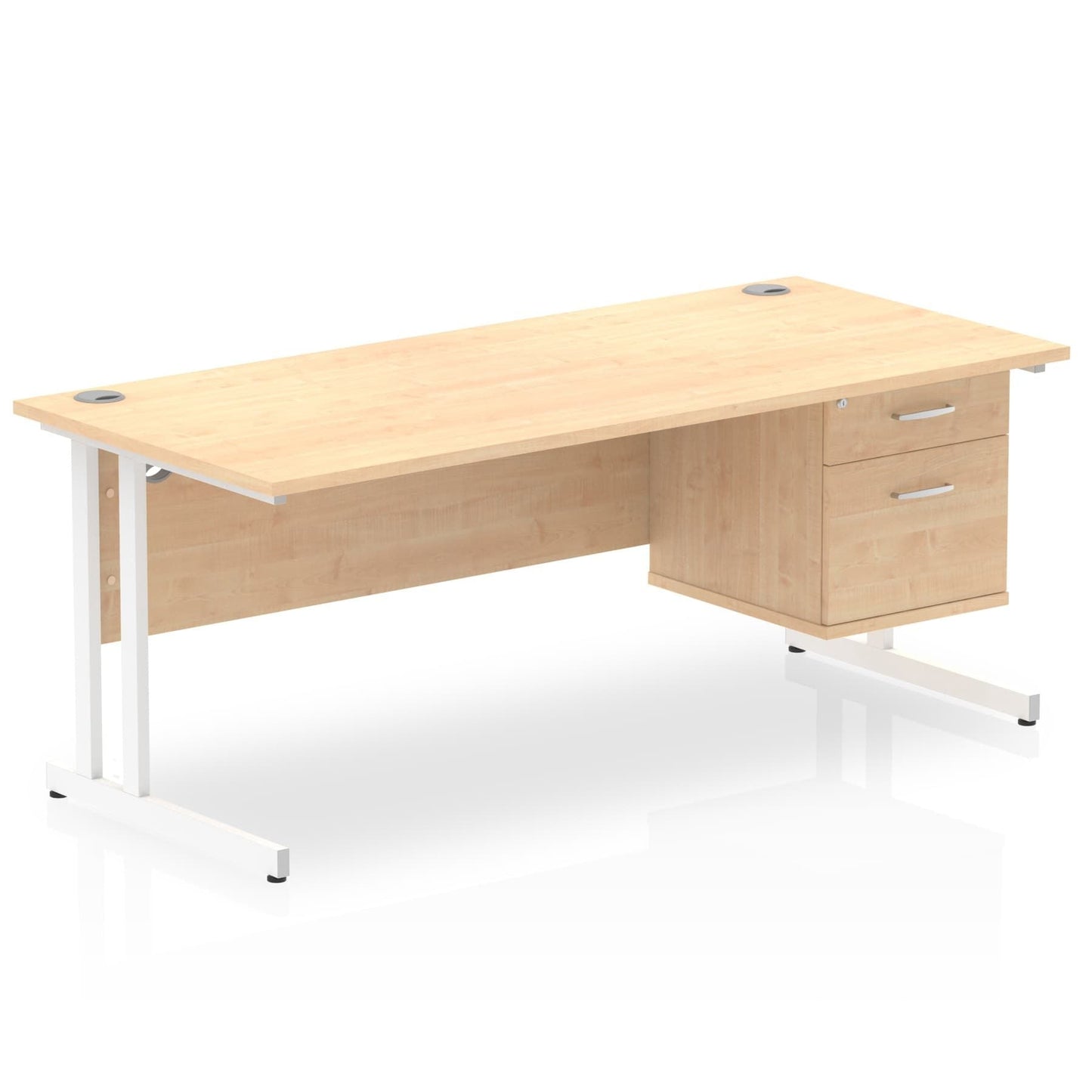 Impulse 1800mm Cantilever Straight Desk With Single Fixed Pedestal