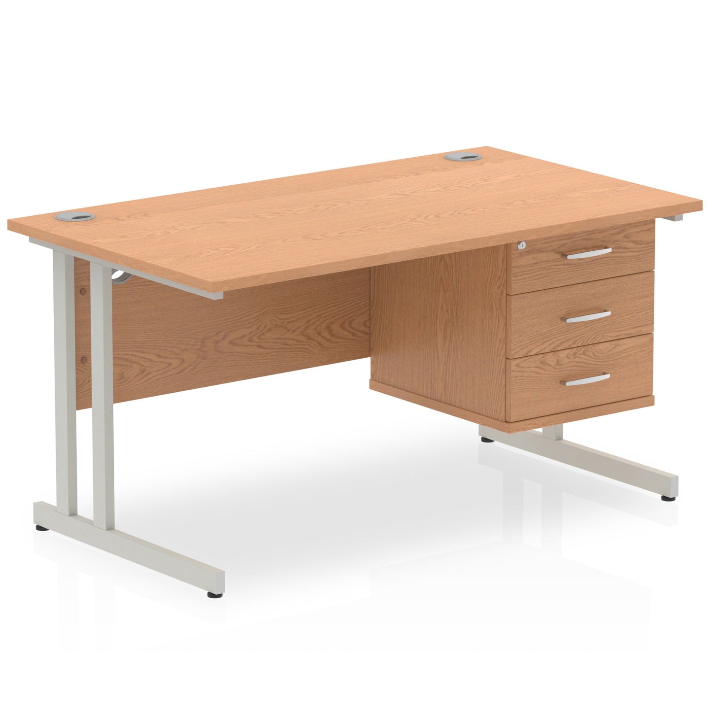 Impulse 1400mm Cantilever Straight Desk With Single Fixed Pedestal