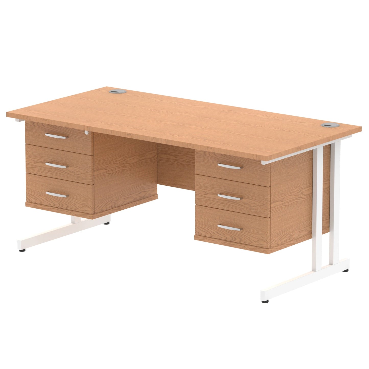 Impulse 1600mm Cantilever Straight Desk With Two Fixed Pedestal