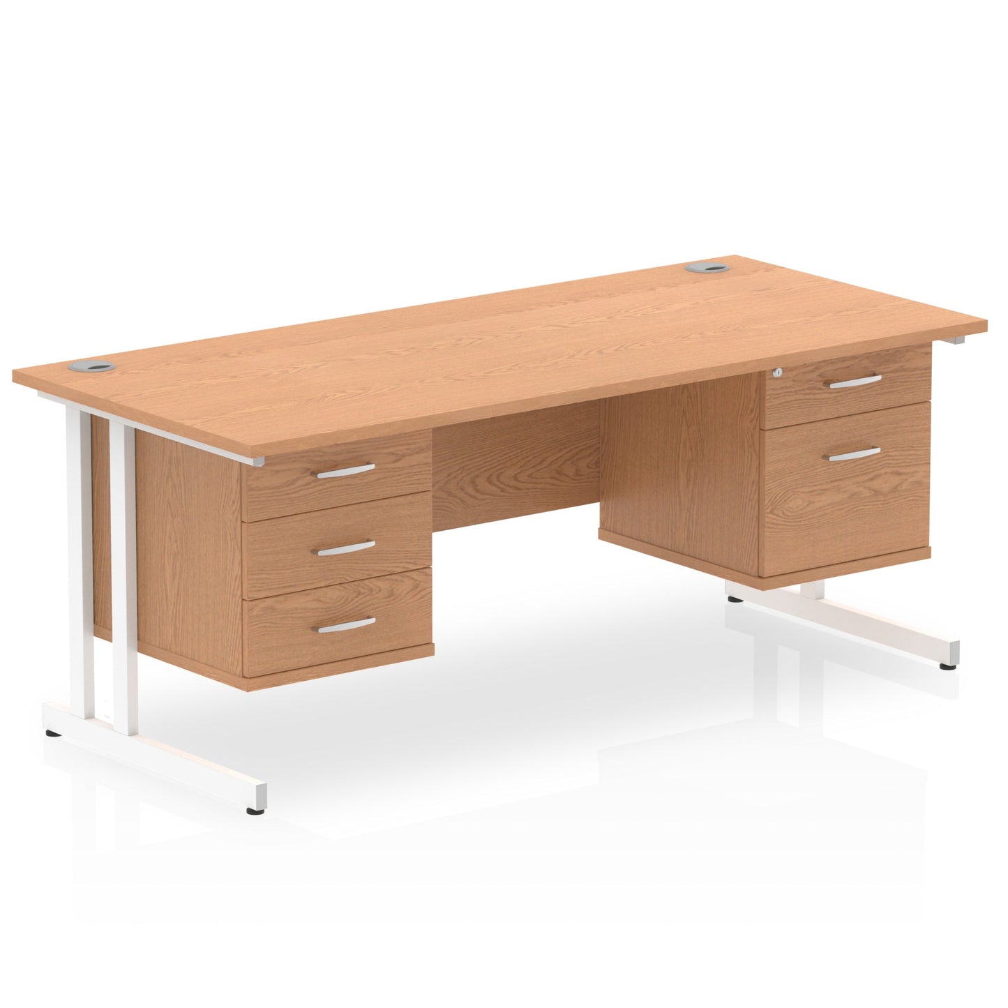 Impulse 1600mm Cantilever Straight Desk With Two Fixed Pedestal