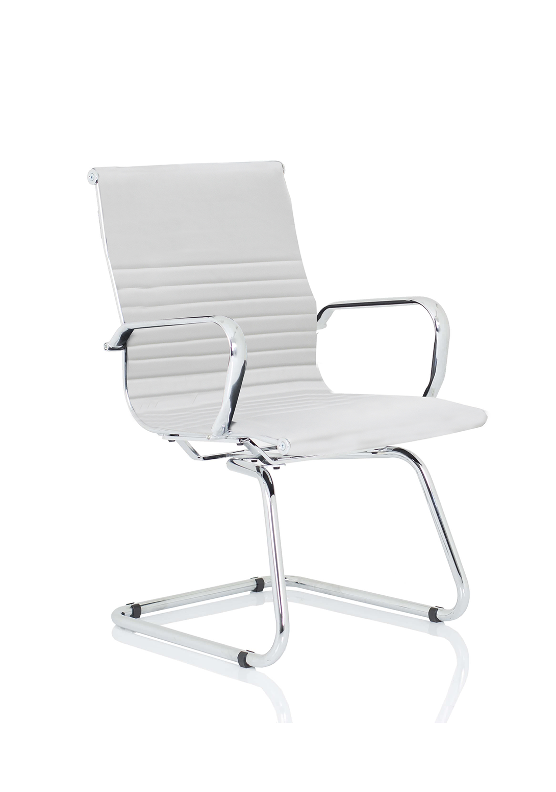 Nola Black Leather Cantilever Visitor Chair with Arms