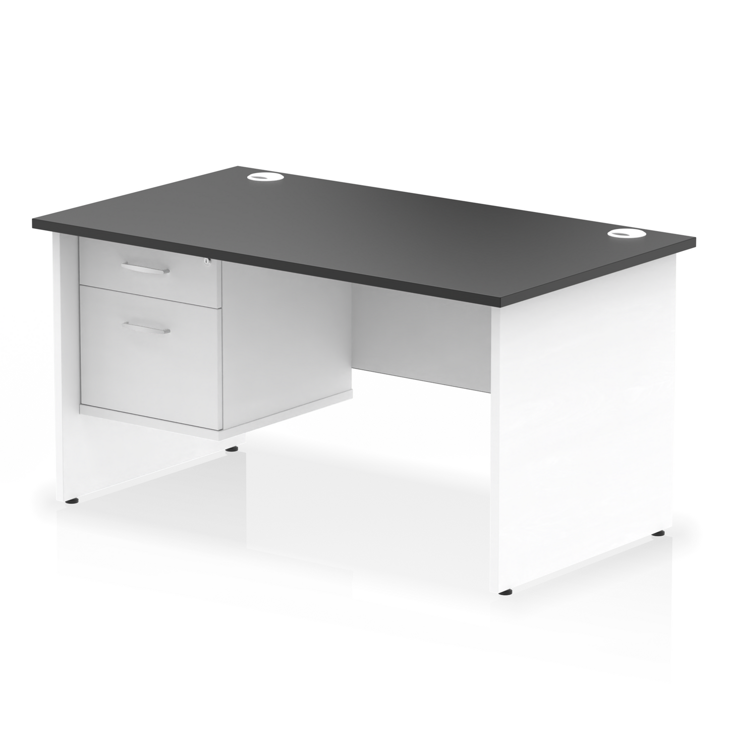 Impulse 1400mm Panel End Straight Desk With Single Fixed Pedestal