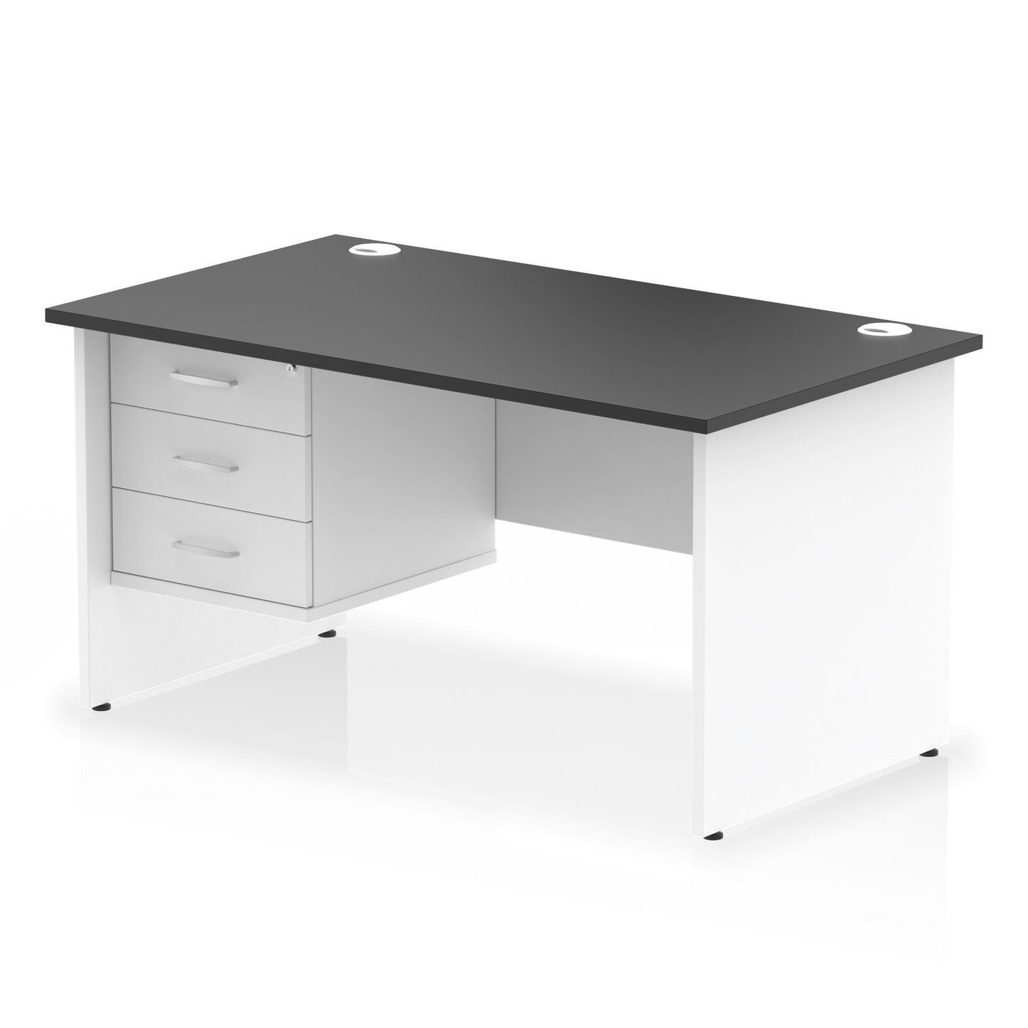 Impulse 1400mm Panel End Straight Desk With Single Fixed Pedestal