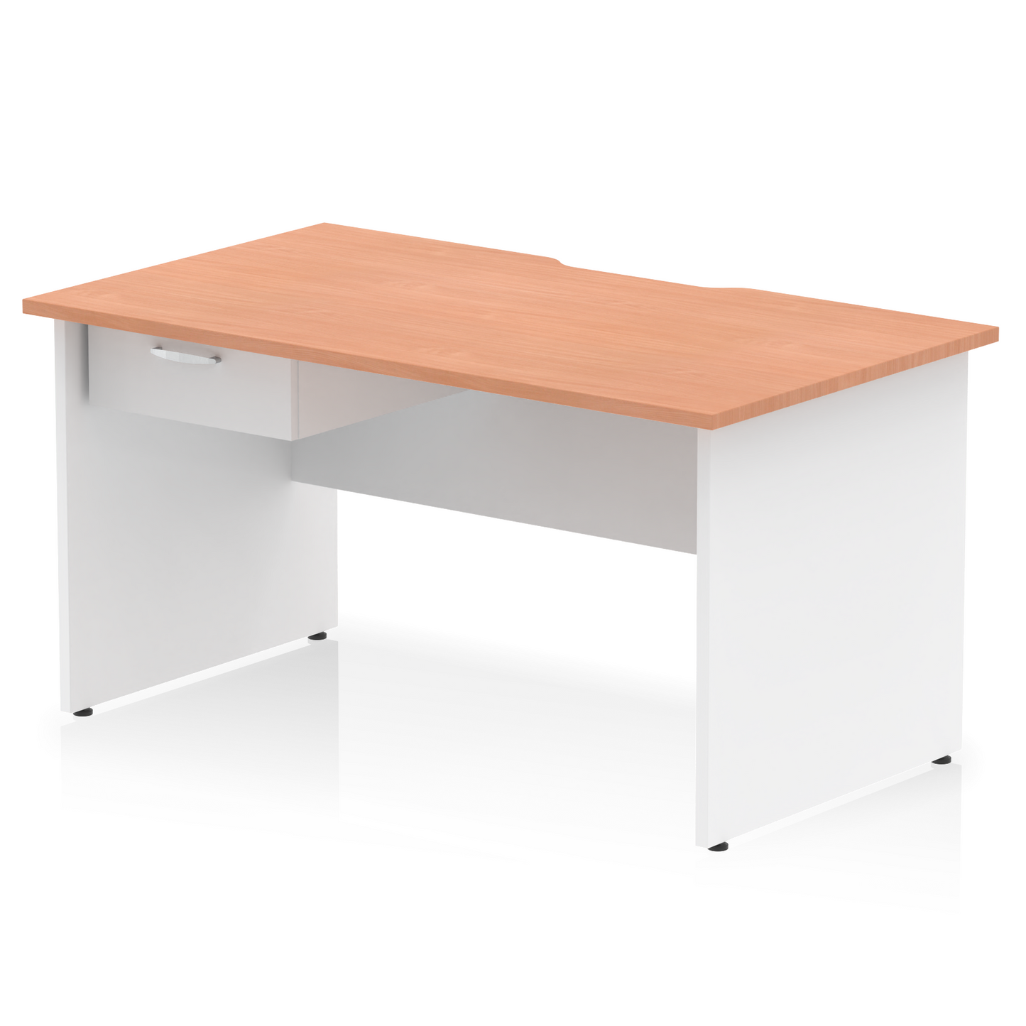 Impulse Scalloped Edge Panel End Straight Desk Frame With Single One Drawer Fixed Pedestal