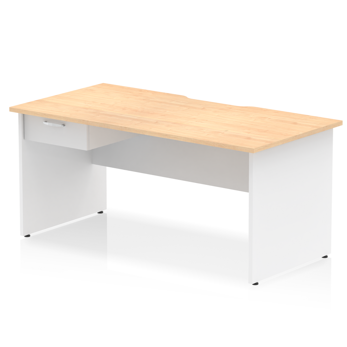 Impulse Scalloped Edge Panel End Straight Desk Frame With Single One Drawer Fixed Pedestal