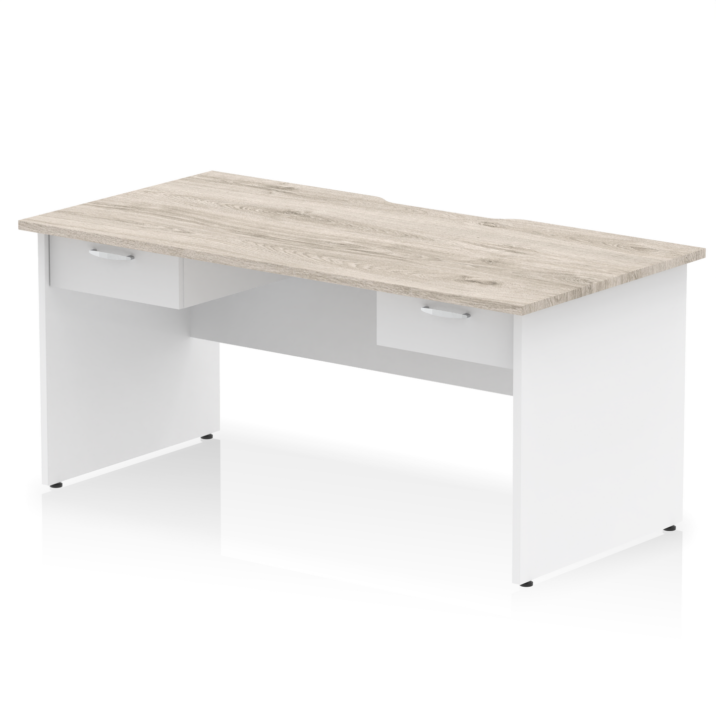 Impulse Scalloped Edge Panel End Straight Desk Frame With Two One Drawer Fixed Pedestals