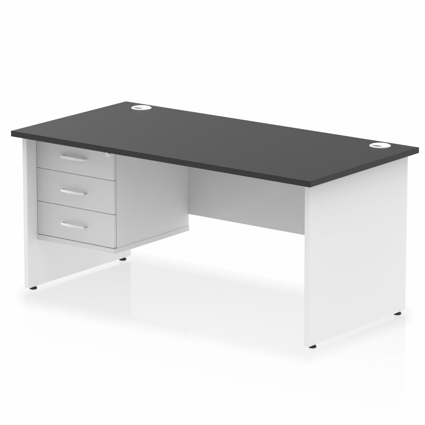 Impulse 1600mm Panel End Straight Desk With Single Fixed Pedestal