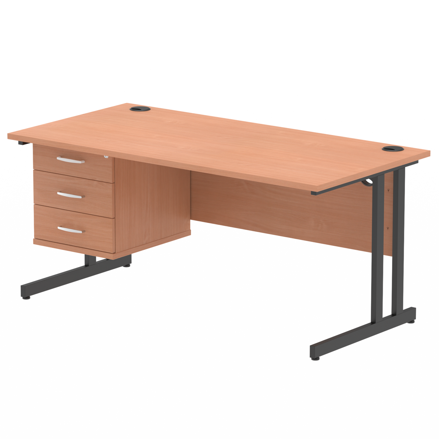 Impulse 1600mm Cantilever Straight Desk With Single Fixed Pedestal