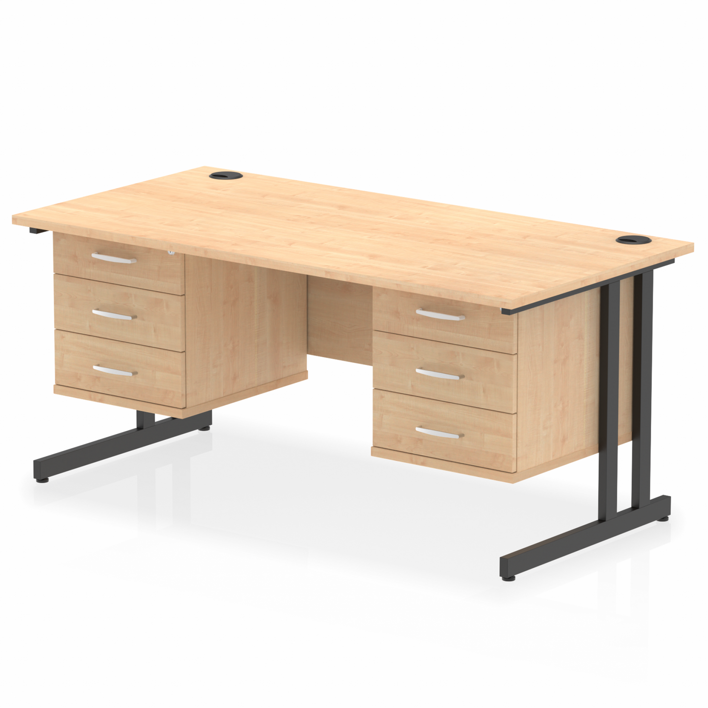 Impulse 1600mm Cantilever Straight Desk With Two Fixed Pedestal