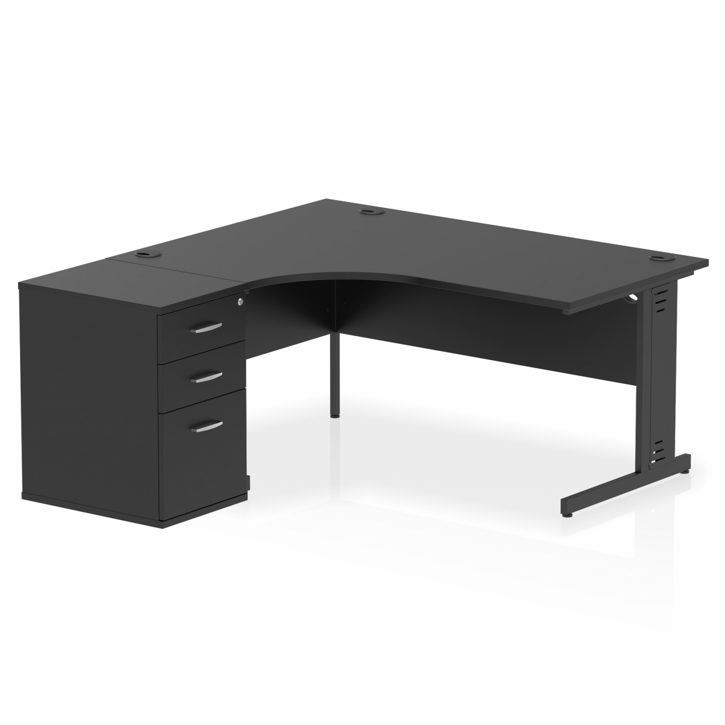 Impulse 1600mm Cable Managed Left Crescent Desk Workstation