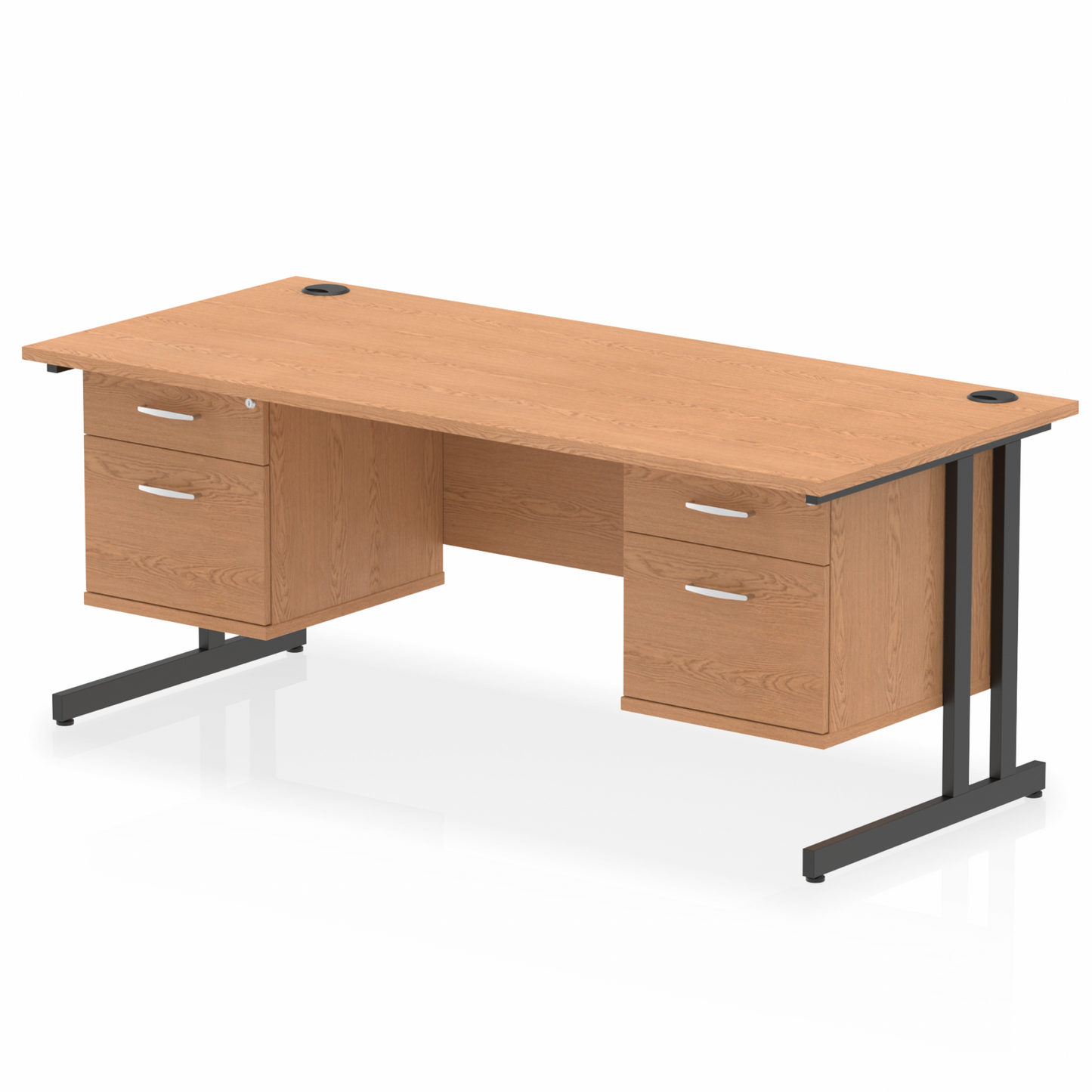 Impulse 1800mm Cantilever Straight Desk With Two Fixed Pedestal