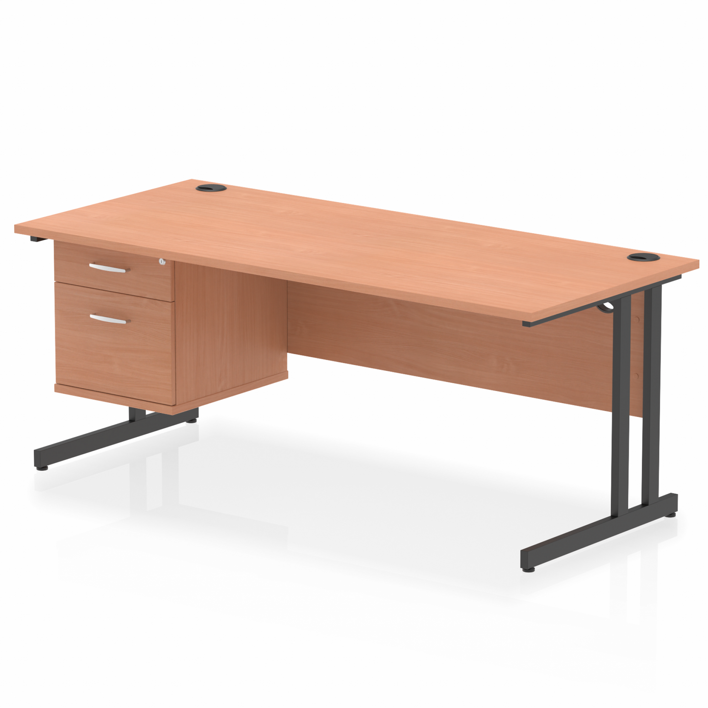 Impulse 1800mm Cantilever Straight Desk With Single Fixed Pedestal