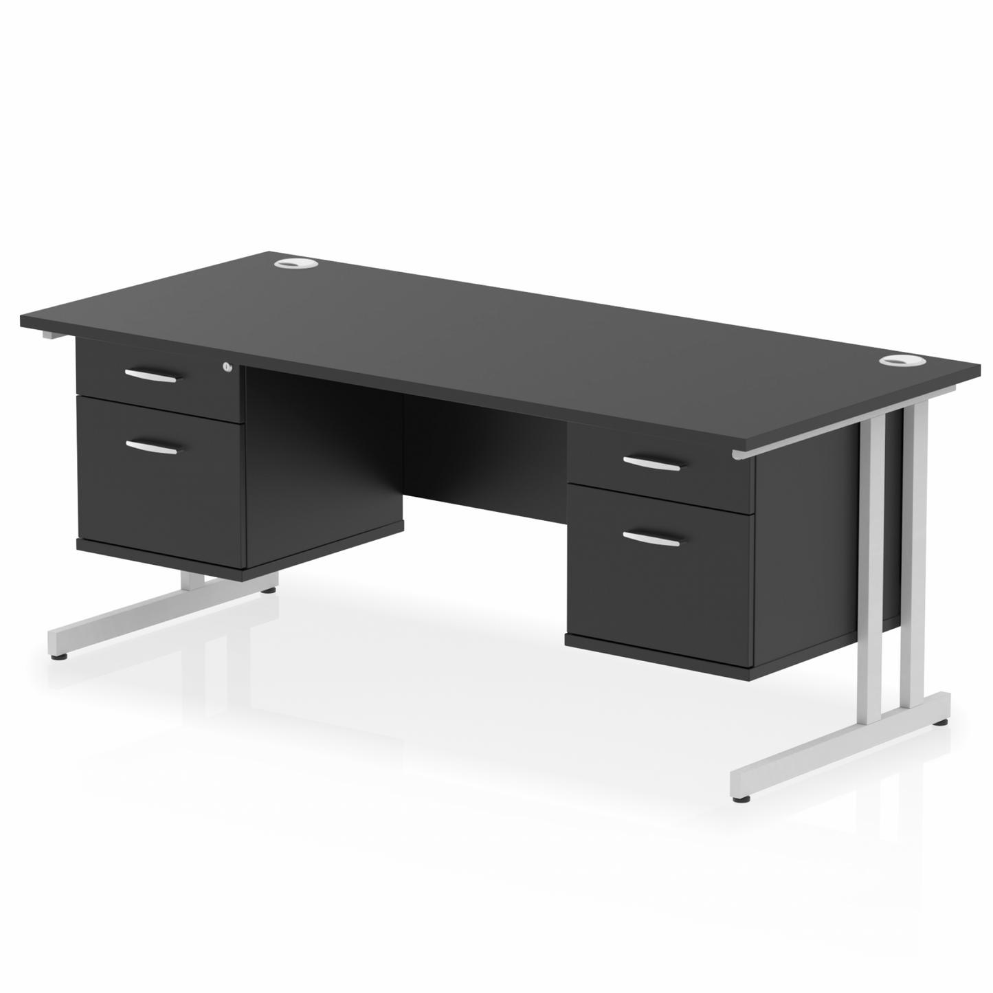 Impulse 1800mm Cantilever Straight Desk With Two Fixed Pedestal