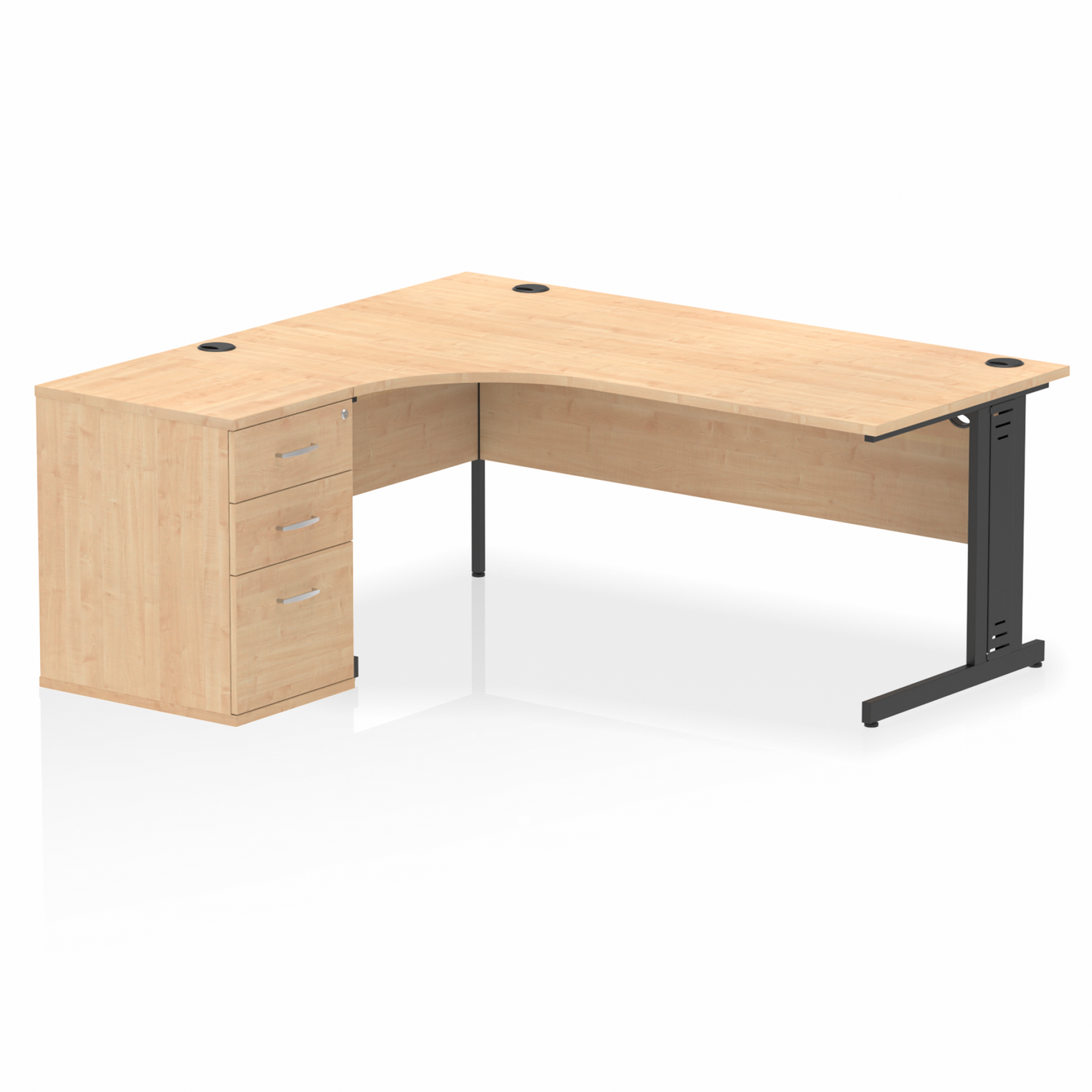 Impulse 1800mm Cable Managed Left Crescent Desk Workstation