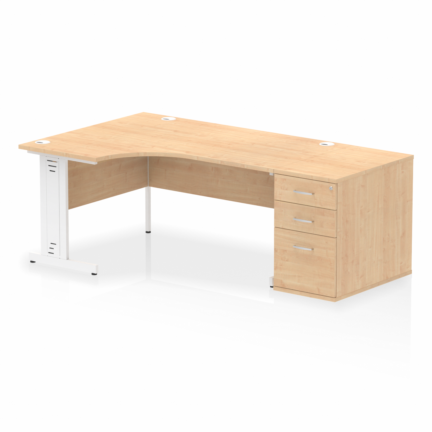 Impulse 1600mm Cable Managed Left Crescent Desk Workstation