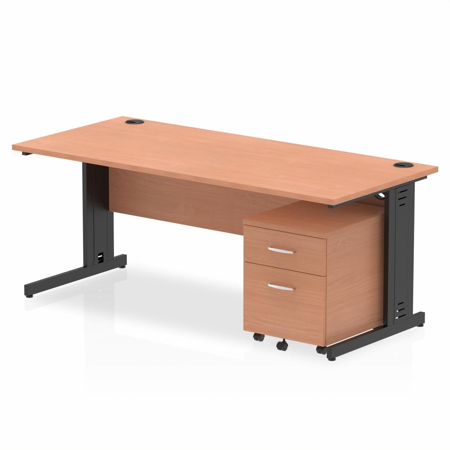 Impulse 1800mm Cable Managed Straight Desk With Mobile Pedestal