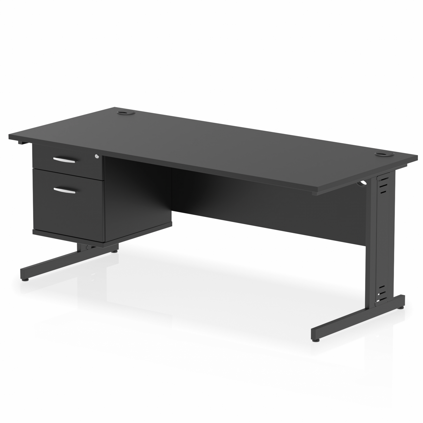 Impulse 1800mm Cable Managed Straight Desk With Single Fixed Pedestal