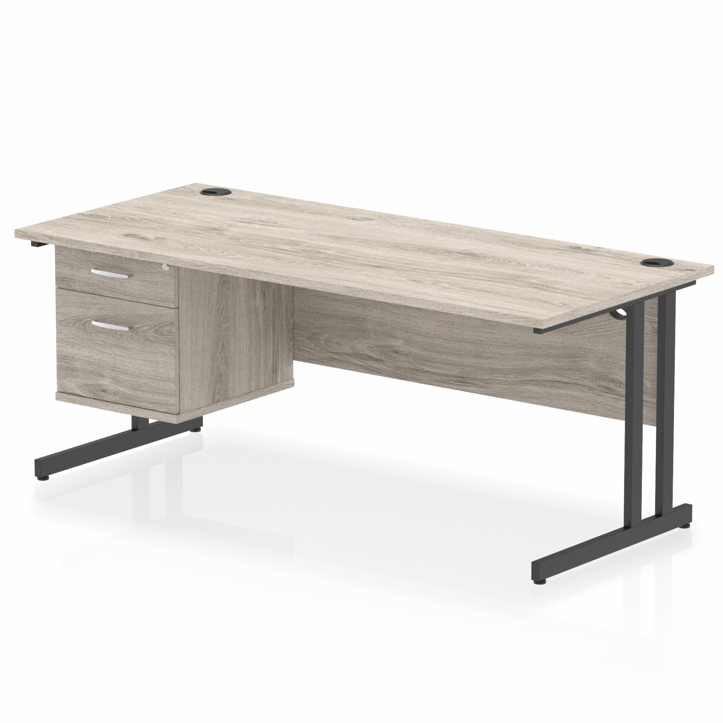 Impulse 1800mm Cantilever Straight Desk With Single Fixed Pedestal