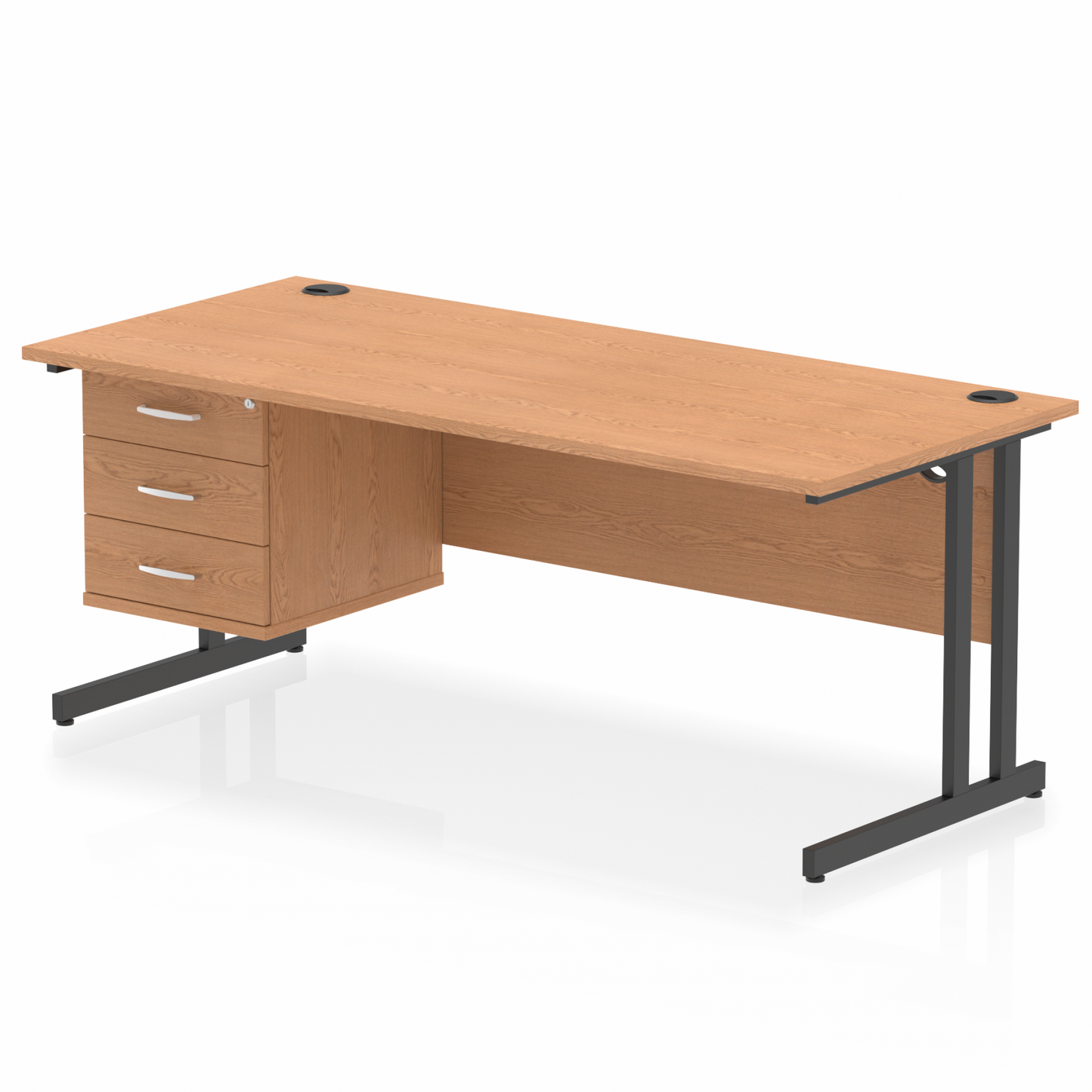 Impulse 1800mm Cantilever Straight Desk With Single Fixed Pedestal