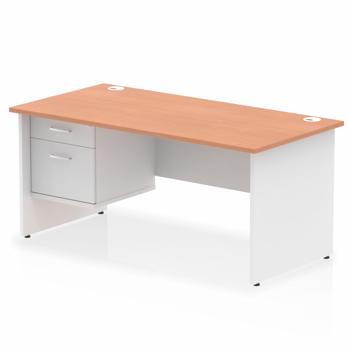 Impulse 1600mm Panel End Straight Desk With Single Fixed Pedestal