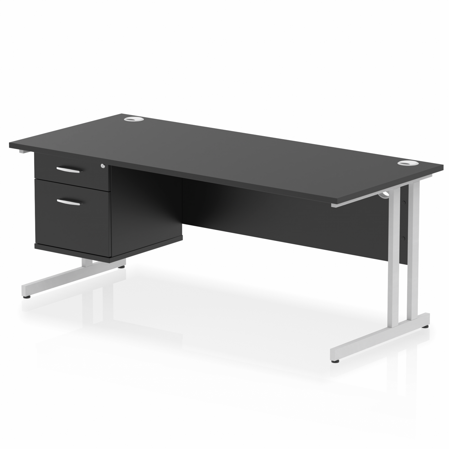 Impulse 1800mm Cantilever Straight Desk With Single Fixed Pedestal