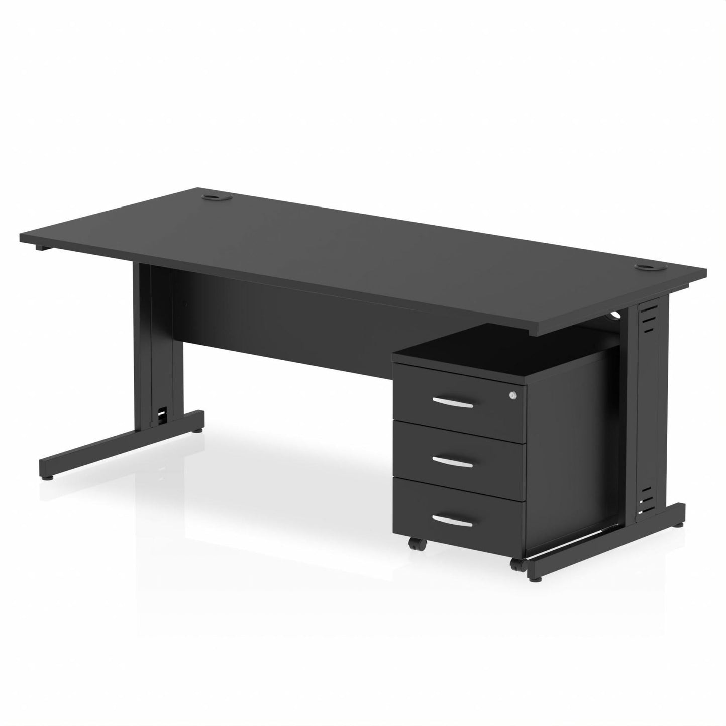 Impulse 1800mm Cable Managed Straight Desk With Mobile Pedestal