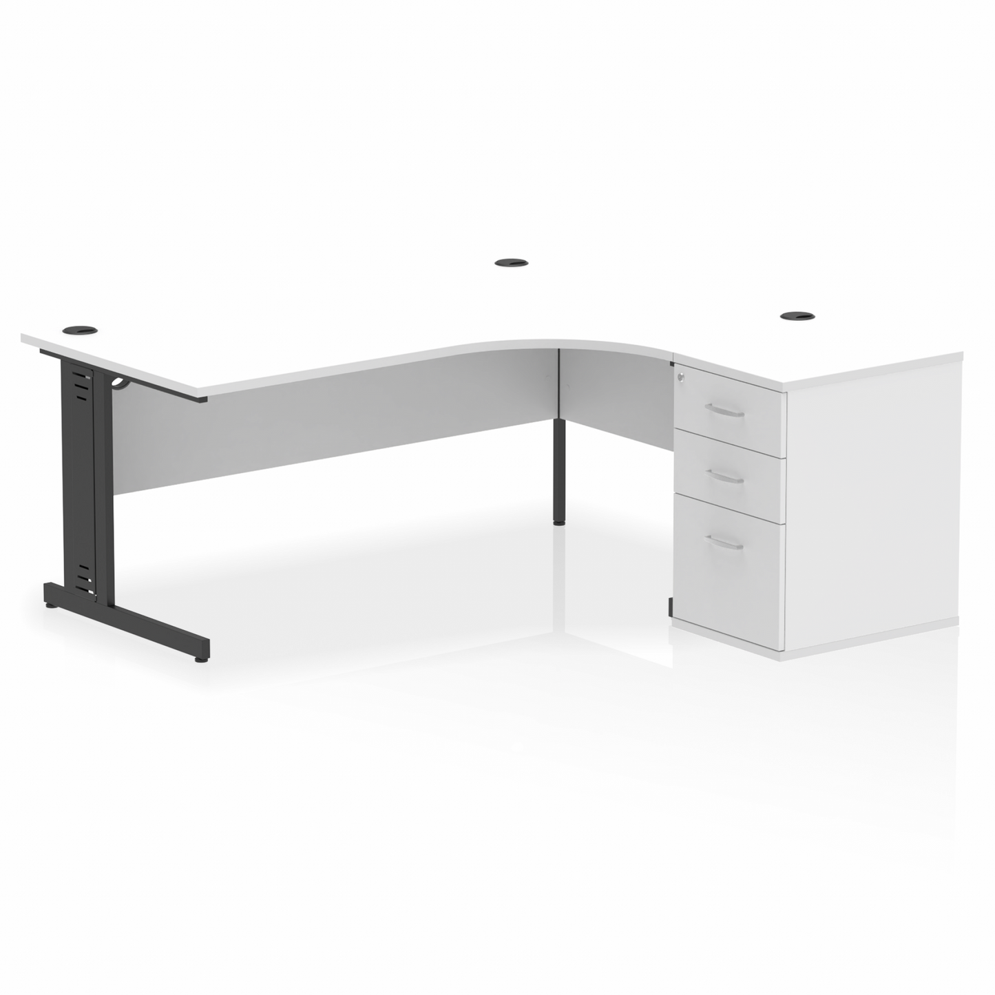 Impulse 1800mm Cable Managed Right Crescent Desk Workstation