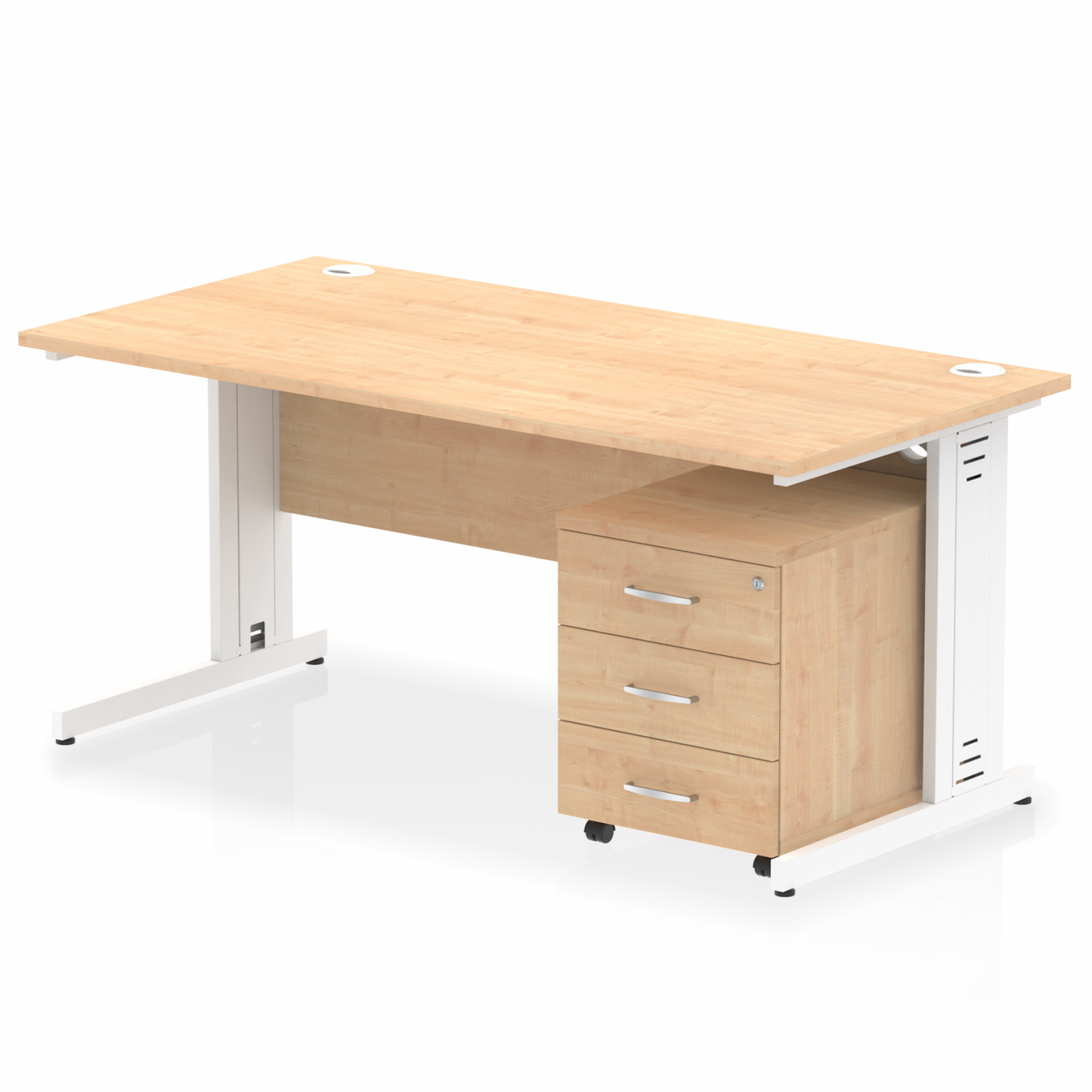 Impulse 1600mm Cable Managed Straight Desk With Mobile Pedestal