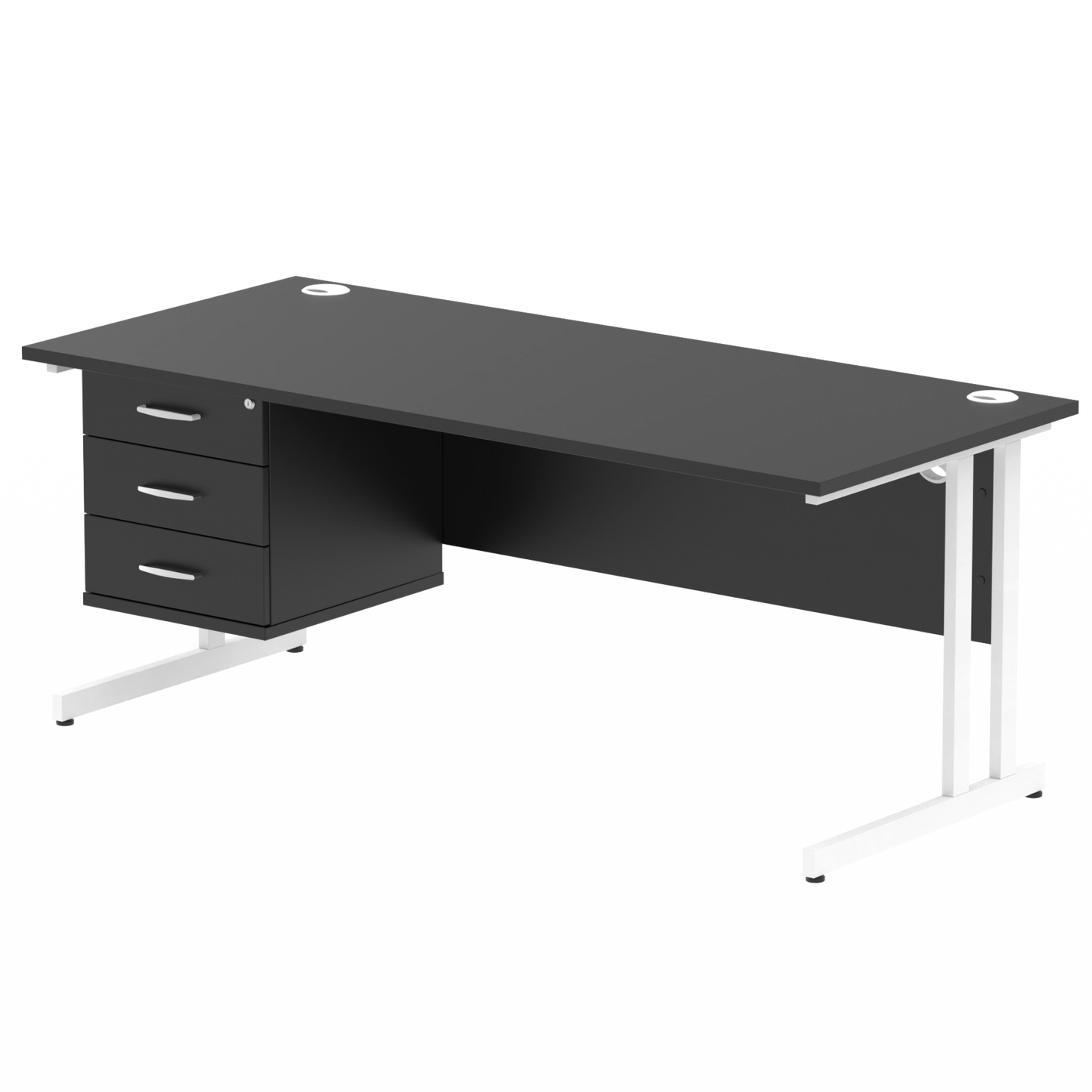 Impulse 1800mm Cantilever Straight Desk With Single Fixed Pedestal