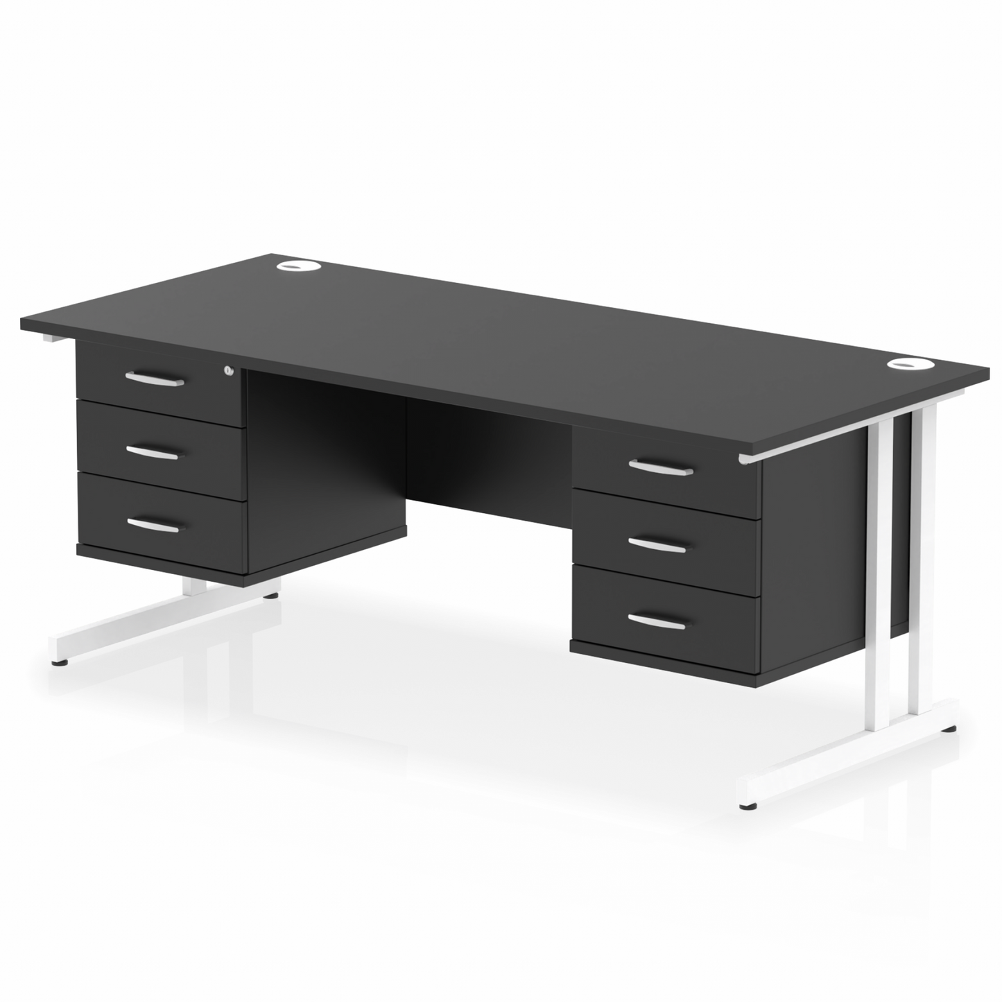 Impulse 1800mm Cantilever Straight Desk With Two Fixed Pedestal