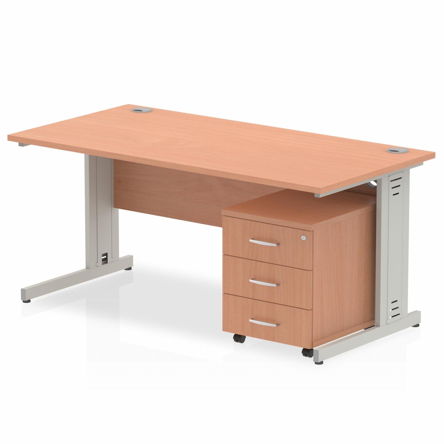 Impulse 1800mm Cable Managed Straight Desk With Mobile Pedestal