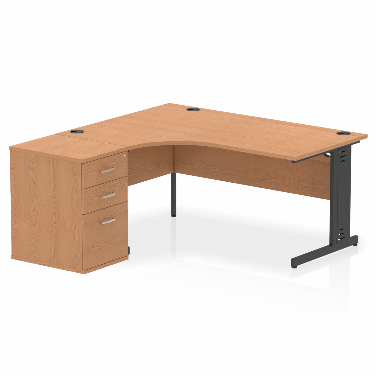 Impulse 1600mm Cable Managed Left Crescent Desk Workstation