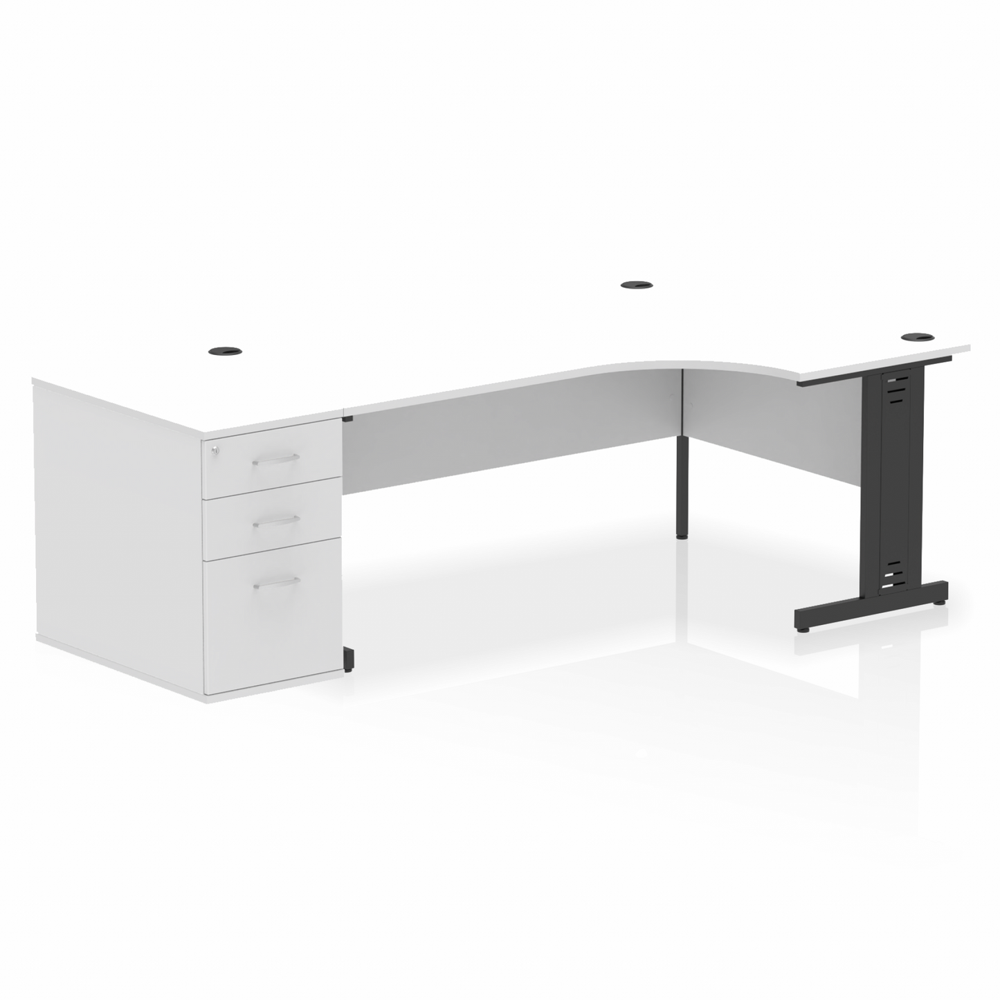 Impulse 1800mm Cable Managed Right Crescent Desk Workstation