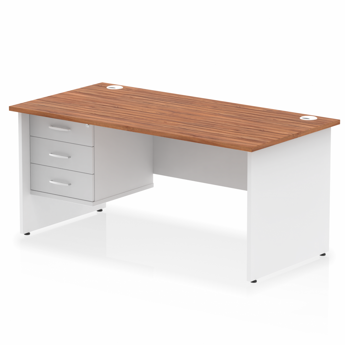 Impulse 1600mm Panel End Straight Desk With Single Fixed Pedestal